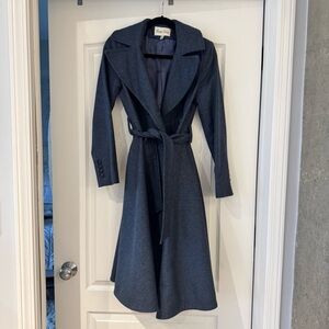 Marie Zelie Blue Fit and Flare Pea Coat